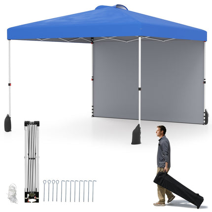 3 x 3 m Pop-Up Pavilion with Sidewall, Portable, Blue