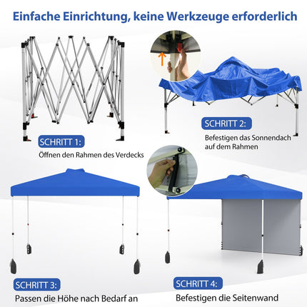 3 x 3 m Pop-Up Pavilion with Sidewall, Portable, Blue