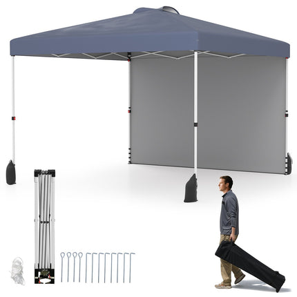 3 x 3 m Pop-Up Pavilion with Sidewall, Portable, Grey
