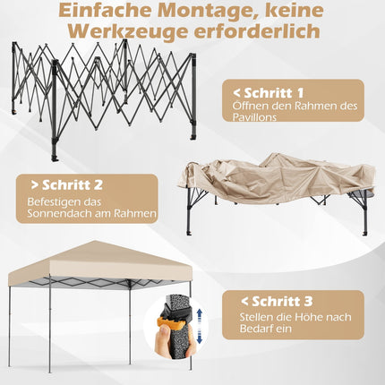3x3 m Pop-Up Pavilion with UV50+ Protection, White