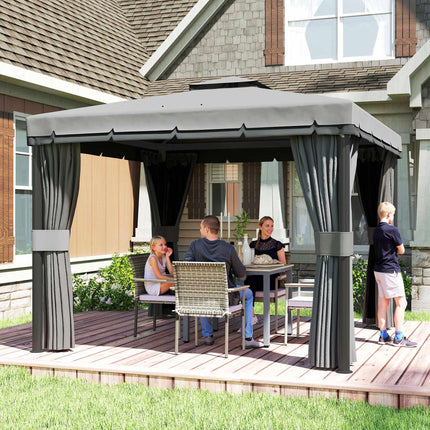 3x3m Waterproof Garden Pavilion with Double Roof