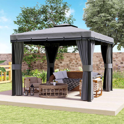 3x3m Waterproof Garden Pavilion with Double Roof