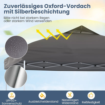 3x3m Waterproof Pop-Up Gazebo, UV 50+ Grey