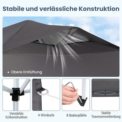 3x3m Waterproof Pop-Up Gazebo, UV 50+ Grey