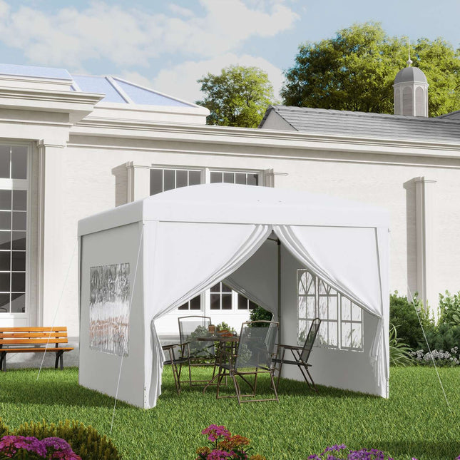 3x3m white gazebo with side walls and UV protection