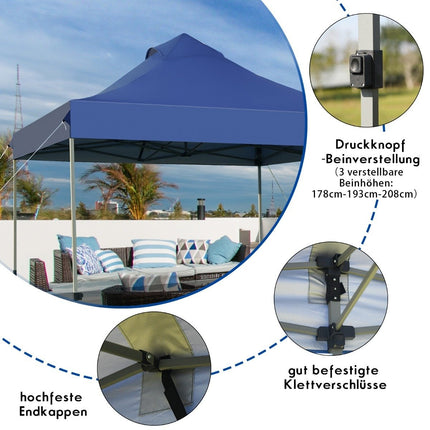 3 x 3 m pavilion folding pavilion waterproof stable winter party tent with carry bag on wheels blue
