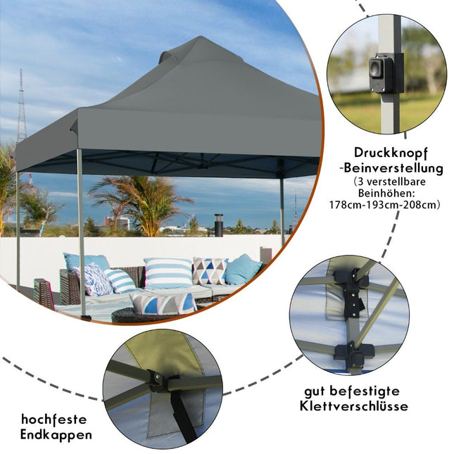 3 x 3 m pavilion folding pavilion waterproof stable winter party tent with carry bag on wheels grey