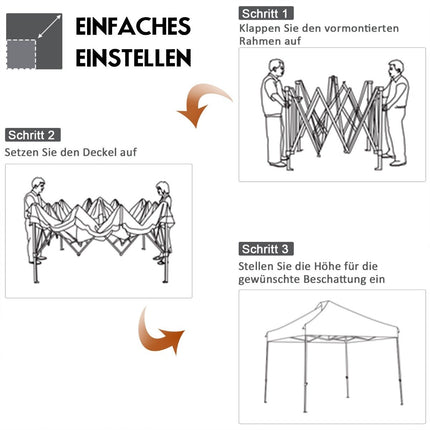 3 x 3 m pavilion folding pavilion waterproof stable winter party tent with carry bag on wheels grey