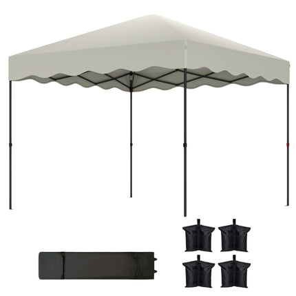 Paviljoen ca. 3x3m, waterafstotend, stabiel, winterbestendig pop-up vouwpaviljoen met UV-bescherming 50+, opvouwbare partytent, tuintent met roltas, tuinpaviljoen voor kamperen, tuin, crèmewit