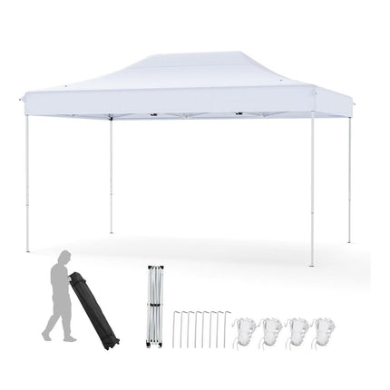 3 x 4.5 m Pop-Up Pavilion with Wheels & Ropes, White