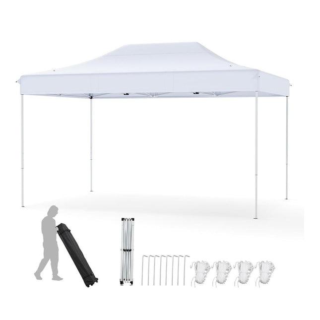 3 x 4.5 m Pop-Up Pavilion with Wheels & Ropes, White