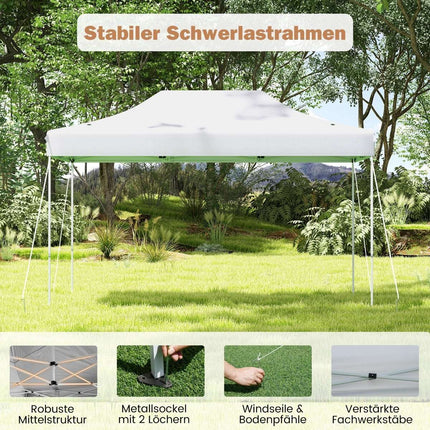 3 x 4.5 m Pop-Up Pavilion with Wheels & Ropes, White