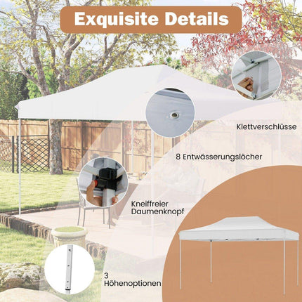 3 x 4.5 m Pop-Up Pavilion with Wheels & Ropes, White