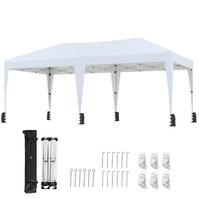 3 x 6 m Pop-Up Canopy Tent with UV Protection, White