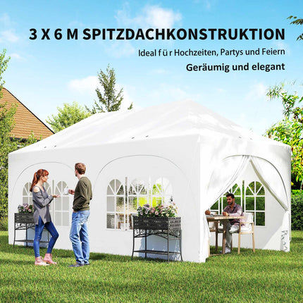 3x6m Pop-Up Pavilion with Sides, Adjustable Roof, Bag