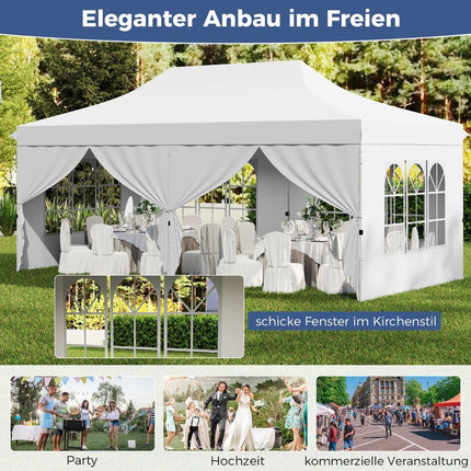 3x6m White Pop-Up Canopy Tent with Removable Walls