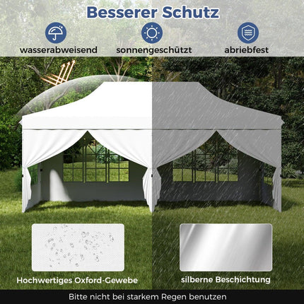 3x6m White Pop-Up Canopy Tent with Removable Walls