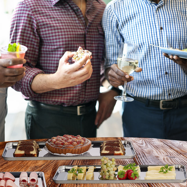 3x serving trays in steel