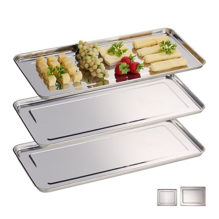 3x serving trays in steel