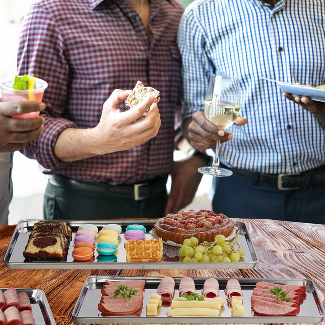 3x Steel Serving Trays