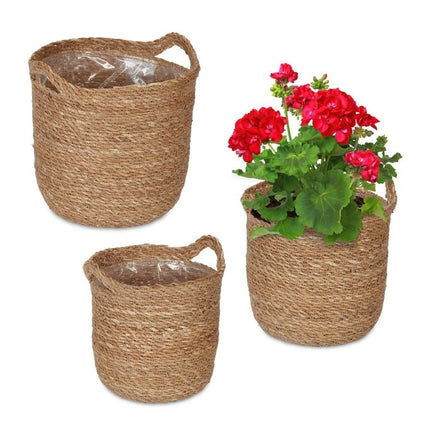 3x seaweed flower pot with handle