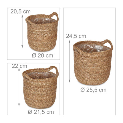 3x seaweed flower pot with handle