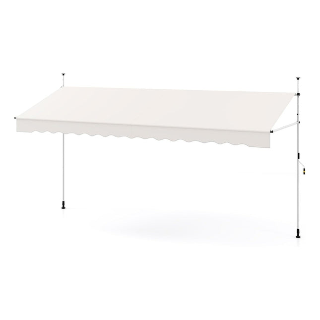 400 cm Adjustable Balcony Awning, No-Drill, White