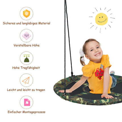 40 Inch Saucer Tree Swing – Adjustable Ropes, 330 lb