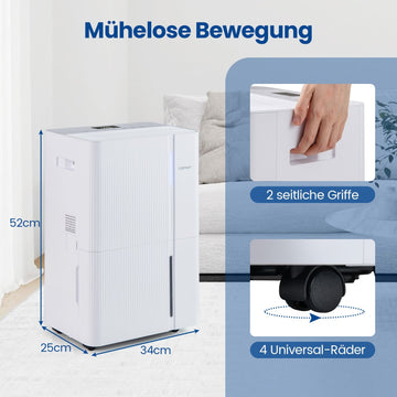 40L Dehumidifier, Quiet, 3 Modes, 24h Timer, LED Display
