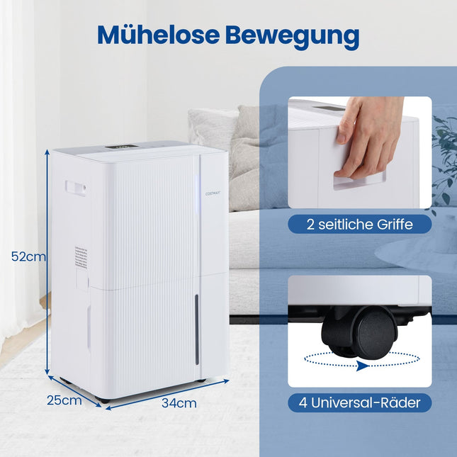 40L Dehumidifier, Quiet, 3 Modes, 24h Timer, LED Display