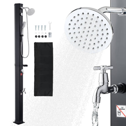 40L Solar Heated Outdoor Shower, 205cm, Handheld, Foot Rinse