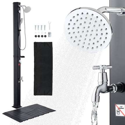 40L Solar Heated Outdoor Shower – Handheld, Foot Rinse