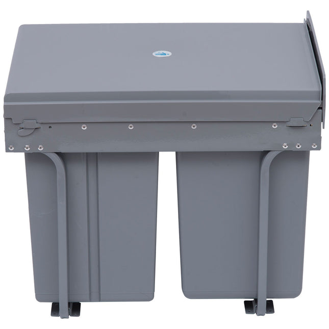 40L inbouw afvalbak, onderkast, uittrekbare afvalbak met 3 uitneembare vakken 1 x 20 & 2 x 10 L, voor kasten vanaf 400 mm breed, voor keuken, grijs