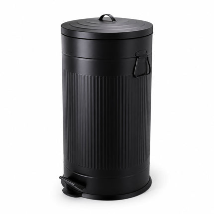 40-Litre Black Retro Waste Bin with Foot Pedal