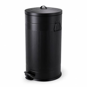 40-Litre Black Retro Waste Bin with Foot Pedal