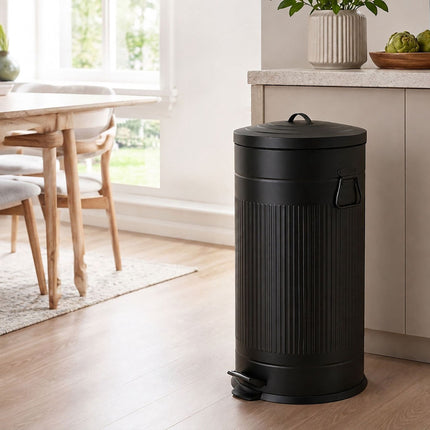 40-Litre Black Retro Waste Bin with Foot Pedal