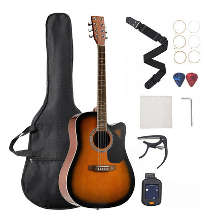 41-Inch Cutaway Acoustic Guitar Bundle, Gig Bag, Sunburst