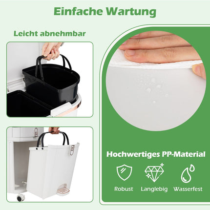 42L Kitchen Trash Can with Lid & 3 Compartments