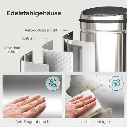 42L Stainless Steel Sensor Bin with Infrared, Kitchen Use