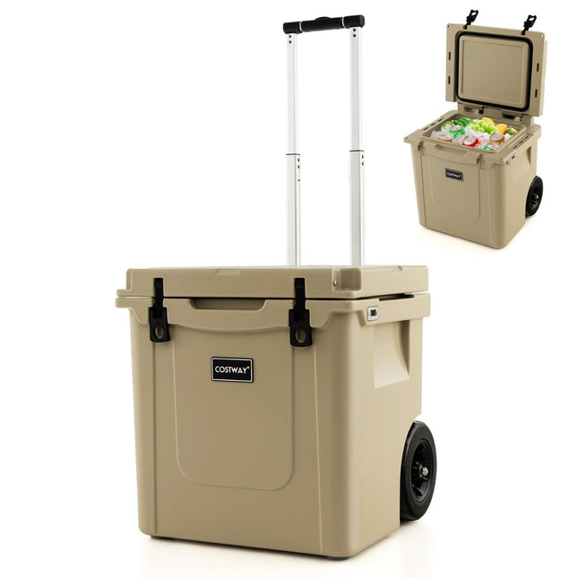 43L Rolling Cooler with Bottle Opener & Telescopic Handle