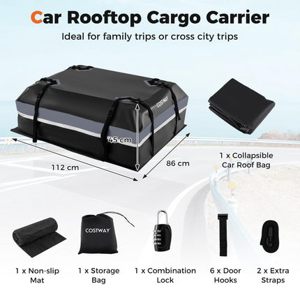 450L Car Roof Box, Waterproof PVC, Anti-Slip Mat, Lock