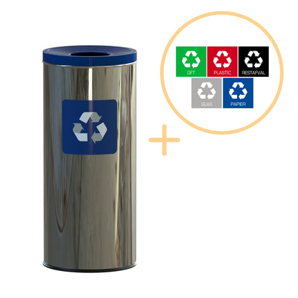 45L Blue Stainless Steel Recycling Bin