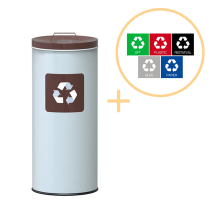 45L Eco Recycle Bin, Brown Lid – Steel, Non-Slip