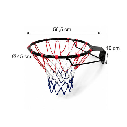 45 cm Wall-Mounted Basketball Hoop with Tricolour Net