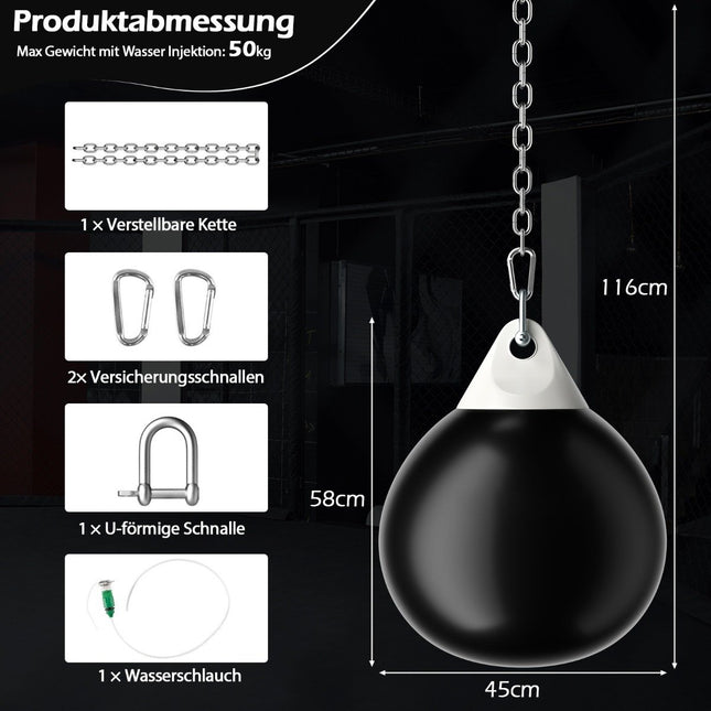 45 cm watergevulde bokszak met verstelbare ketting