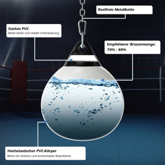 Ø45 cm Water Punching Bag 50 kg Boxing Punching Bag with Adjustable Metal Chain White
