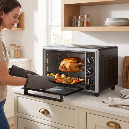 46L Mini Oven with Convection, Rotisserie, Timer, Black