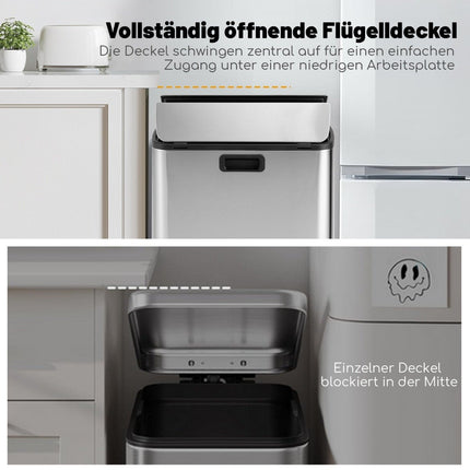 46L Stainless Steel Trash Can with Soft-Close Lid