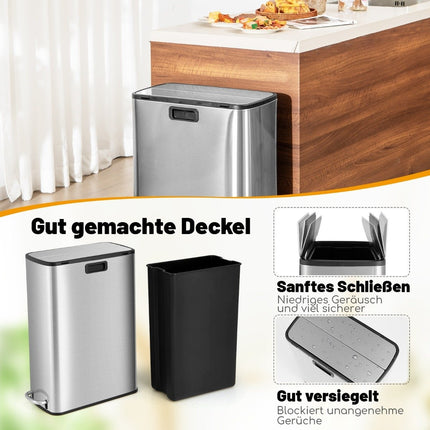 46L Stainless Steel Trash Can with Soft-Close Lid