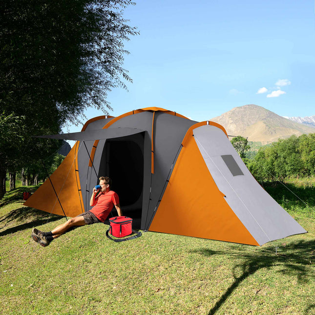 4-6 Person Tunnel Tent, 2 Bedrooms, Waterproof 2000mm